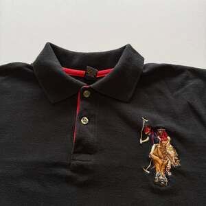 U.S. Polo Assn. Men's Black Polo Shirt with Red Trim and Embroidered Logo